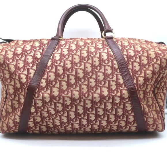 Vintage Christian Dior Trotter Boston Bag Burgundy Diorissimo Canvas - Picture 6 of 11